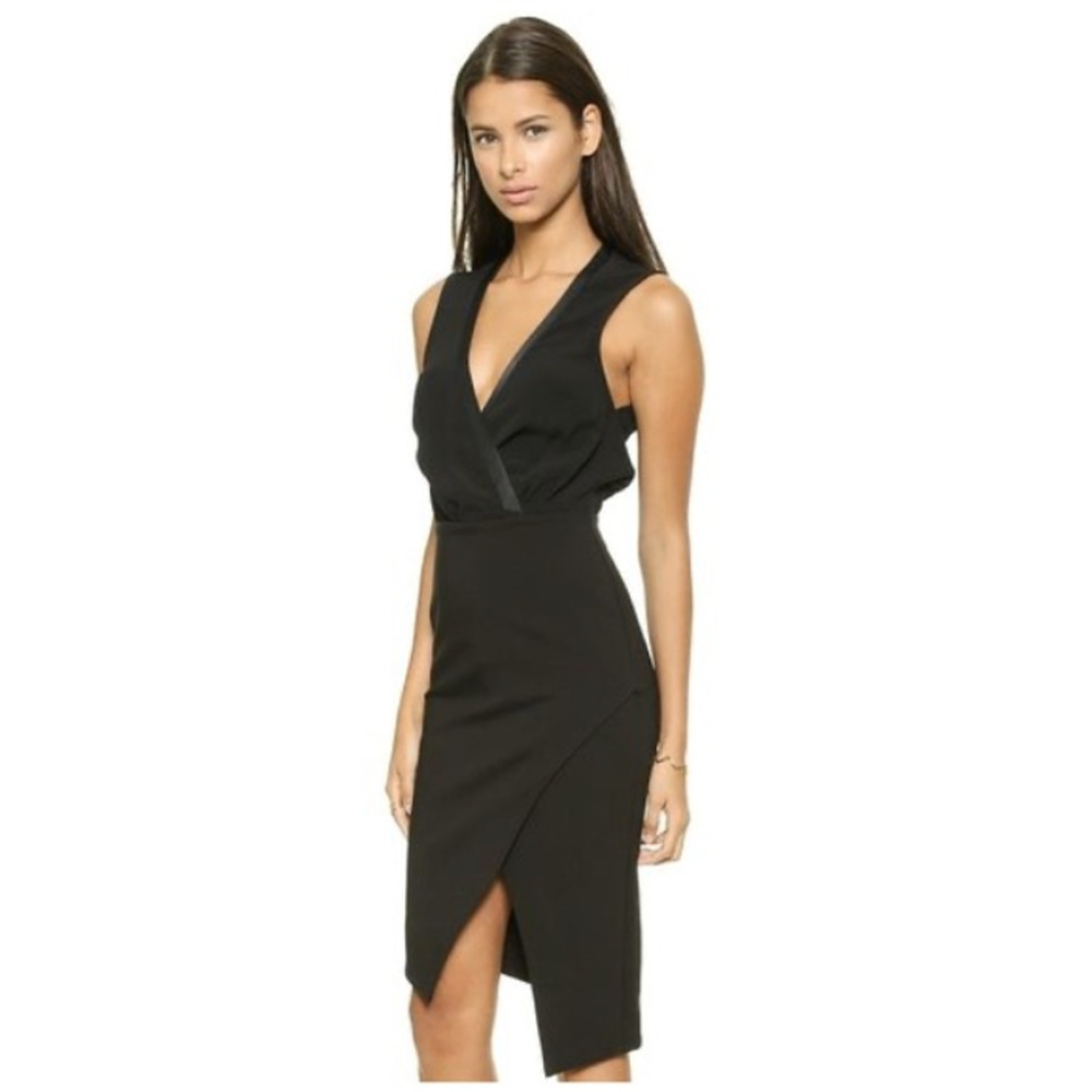 Bec & Bridge Black Faux Wrap Asymmetrical Dress Womens Size 4